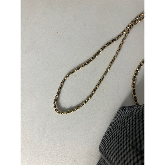 Whiting & Davis Women's Black Evening Purse Bag Crossbody Bag w/ Gold Chain‎ - Picture 10 of 16